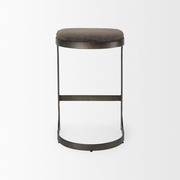 Tyson 17L x 18W x 28H Brown/Gray Suede W/ Metal Frame Counter Stool