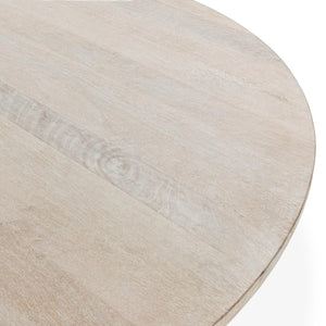 Hera Solid Wood Dining Table with Pedestal Base - Creamwood