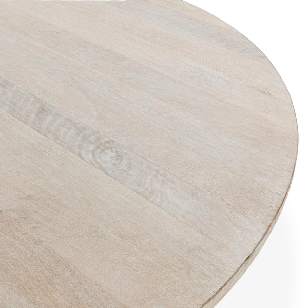 Hera Solid Wood Dining Table with Pedestal Base - Creamwood