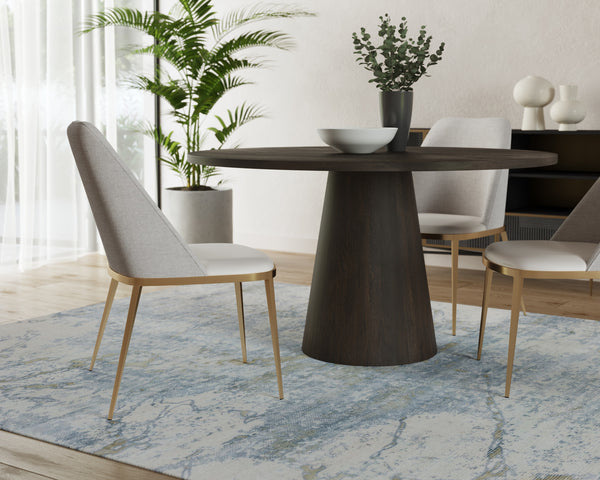 ELINA DINING TABLE - ROUND - BROWN OAK - 54"