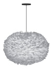 Eos XL Hardwired Pendant in Grey with Black Cord