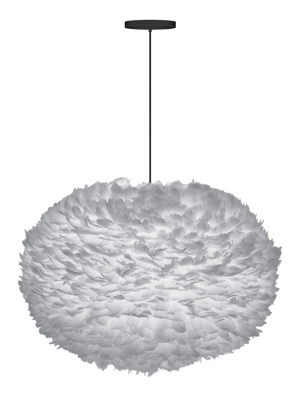 Eos XL Hardwired Pendant in Grey with Black Cord