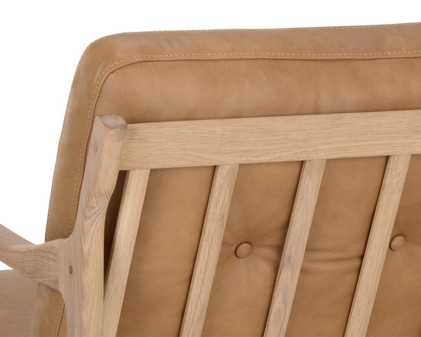 GILMORE LOUNGE CHAIR - LIGHT OAK - SAHARA CAMEL LEATHER