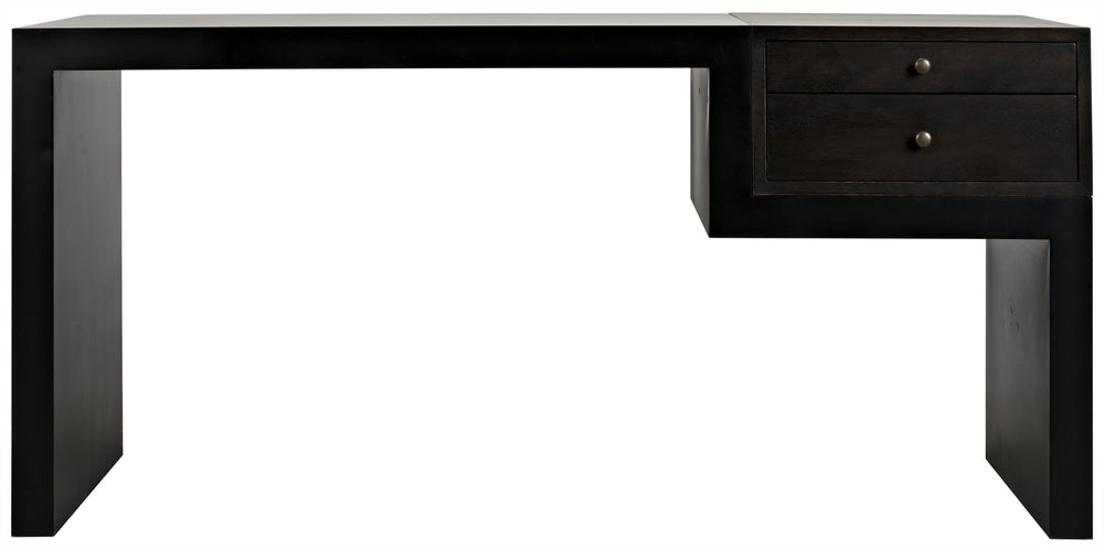 Alvaro Ebony Walnut Desk in Matte Black Steel
