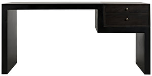 Alvaro Ebony Walnut Desk in Matte Black Steel