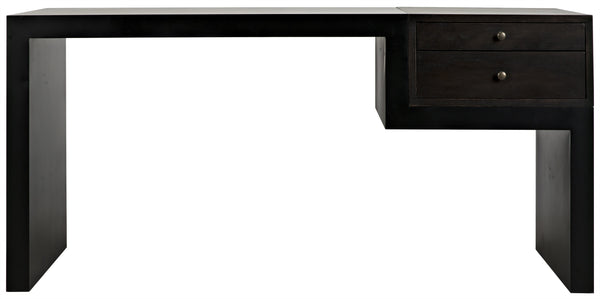 Alvaro Ebony Walnut Desk in Matte Black Steel