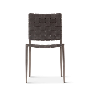 Copenhagen 18" Buffalo Leather and Iron Dining Chair, Black
