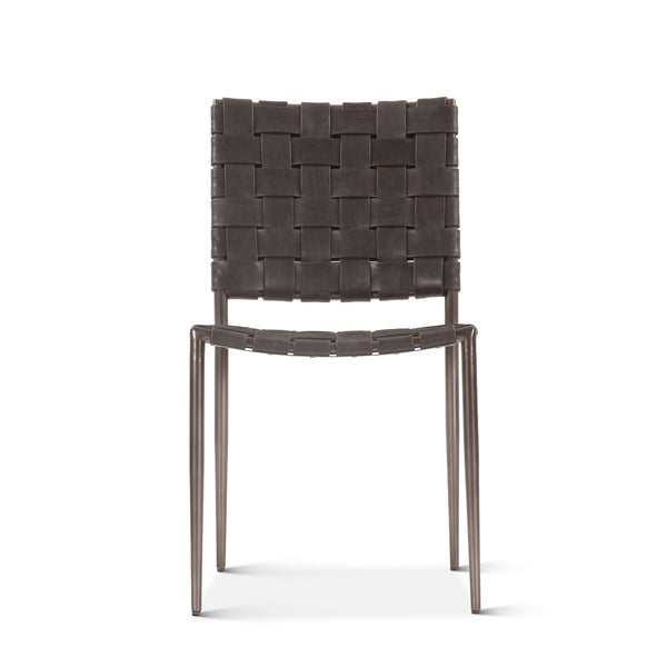 Copenhagen 18" Buffalo Leather and Iron Dining Chair, Black
