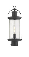 Roundhouse 1 Light Outdoor Post Mount Fixture in Black Finish