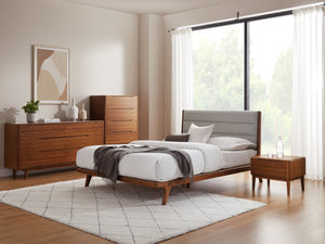 Mercury Upholstered Eastern King Platform Bed,  Amber
