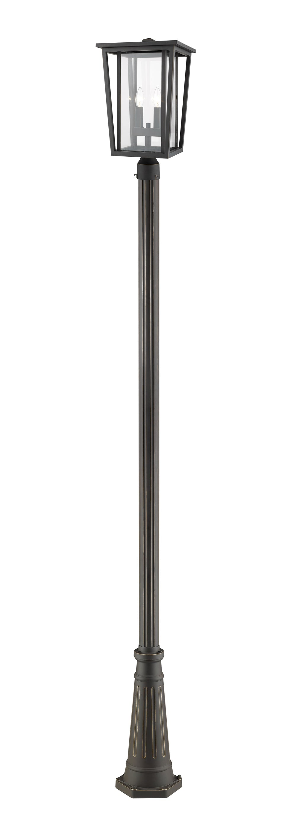 Seoul 2 Light Outdoor Post Mounted Fixture in Oil Rubbed Bronze Finish