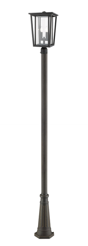 Seoul 2 Light Outdoor Post Mounted Fixture in Oil Rubbed Bronze Finish