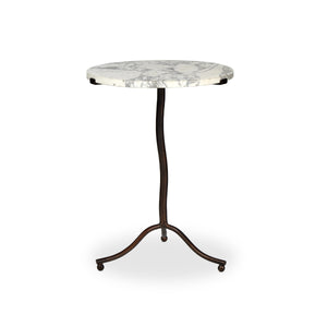 Sophie End Table in Veined White Marble