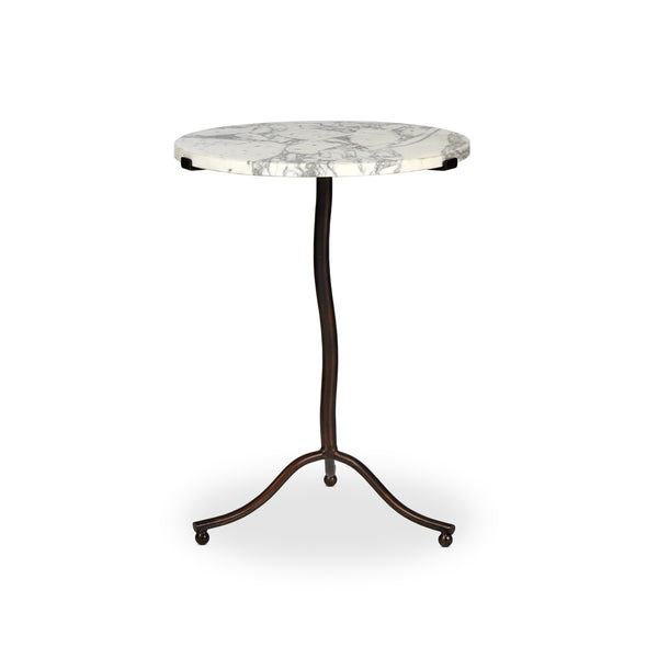 Sophie End Table in Veined White Marble