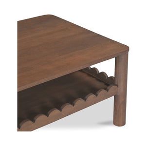 Wiley Coffee Table in Vintage Brown with Shelf