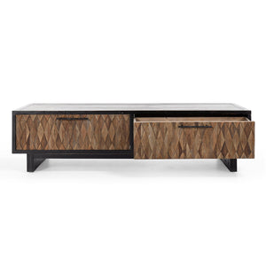 Anton Solid Wood Coffee Table with 4 Drawers - Oak