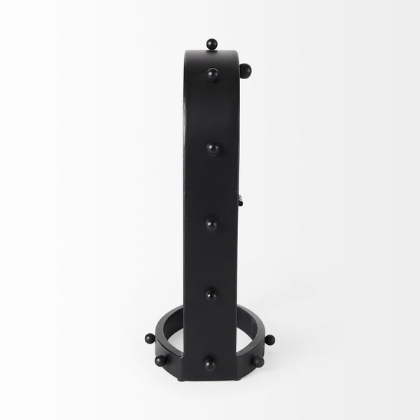 Marian 7.5L x 5.7W x 13.0H Black Studded  Table Clock