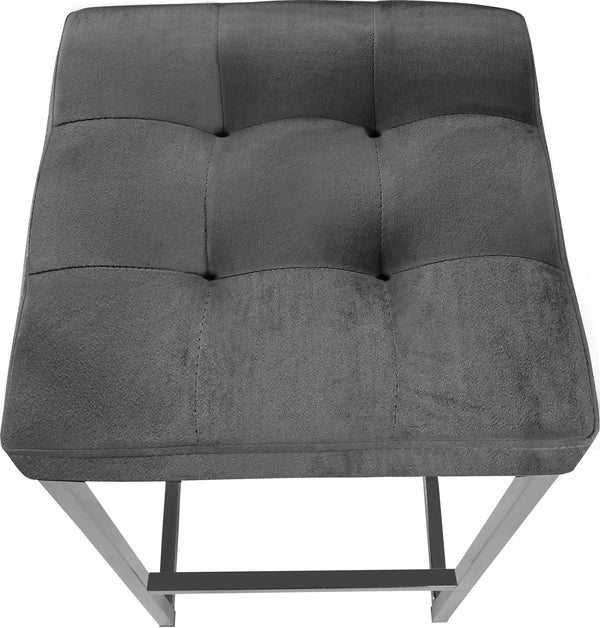 Pearl Stool In Grey Velvet and Chrome