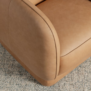 Rinner Leather Accent Barrel Chair in Tan