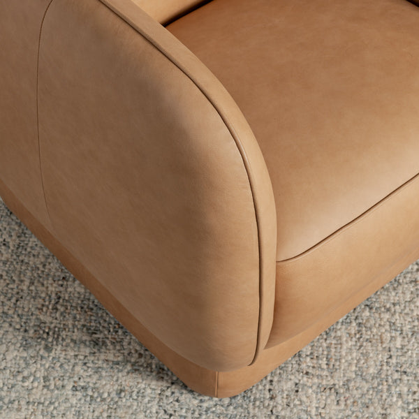 Rinner Leather Accent Barrel Chair in Tan