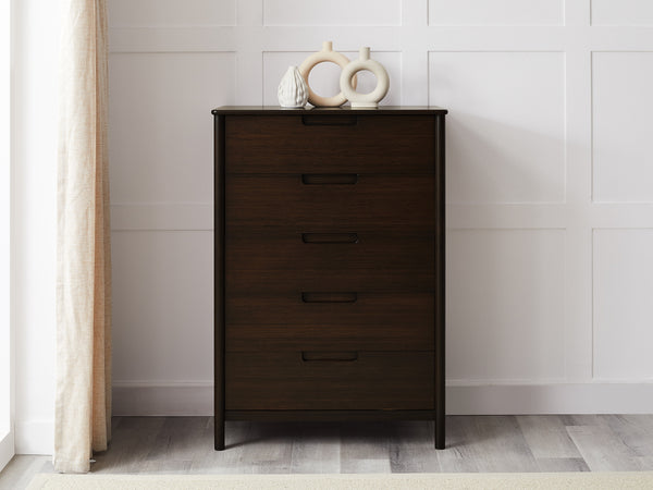 Weston Five Drawer Chest, Black Walnut