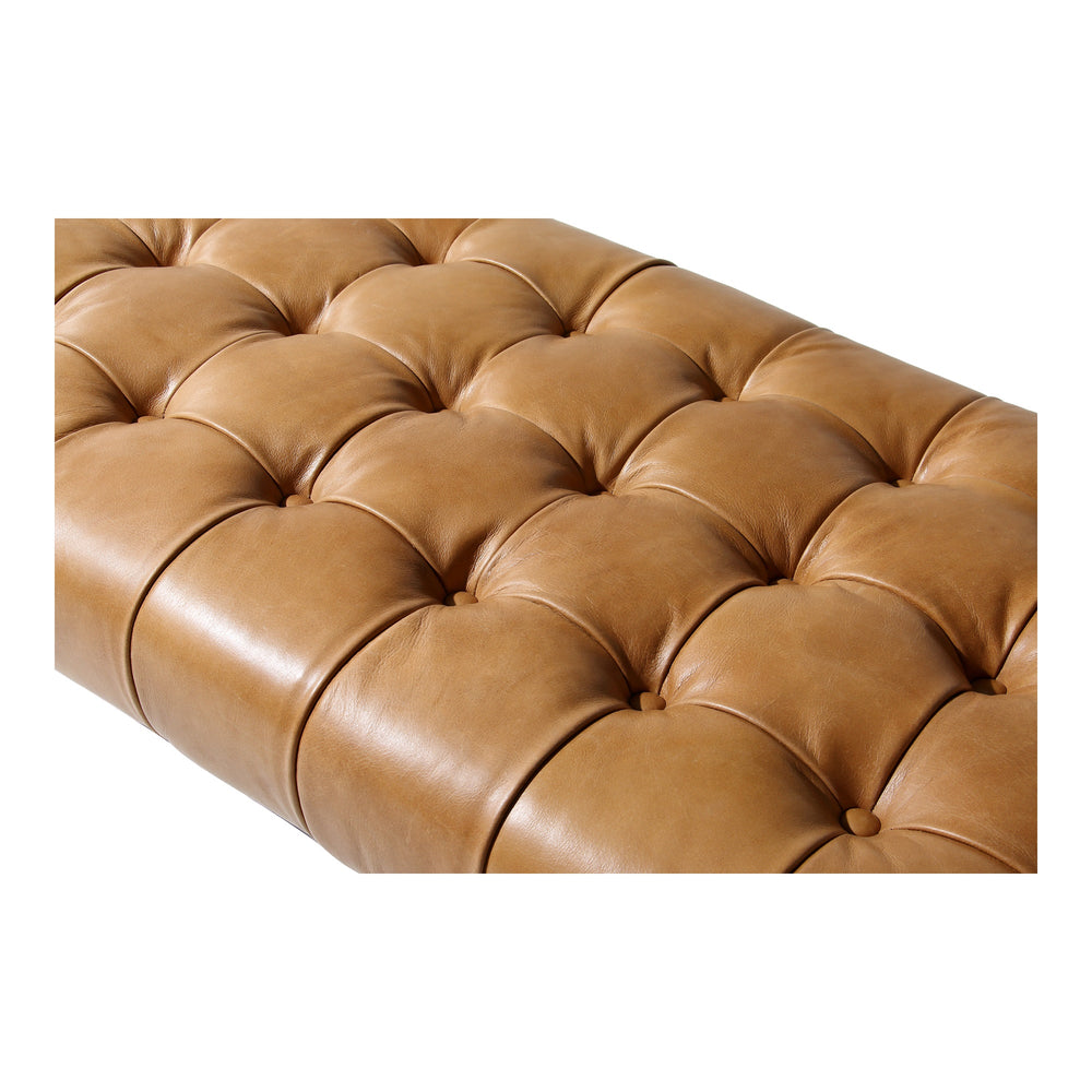 Moe's Wyatt Leather Bench Tan with Iron Frame