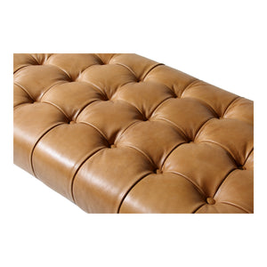 Moe's Wyatt Leather Bench Tan with Iron Frame