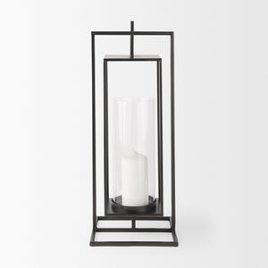 Albus I Large Black Metal Rectangular Table Candle Holder