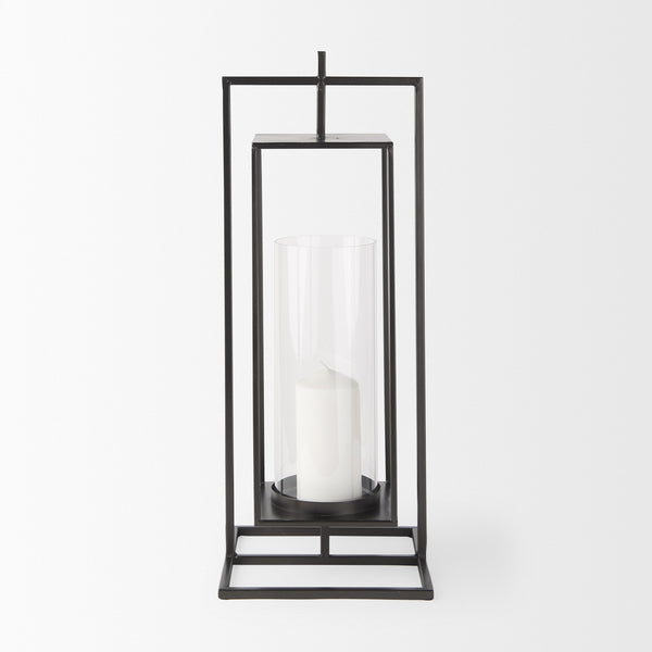 Albus I Large Black Metal Rectangular Table Candle Holder