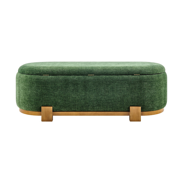 Ayleen Chenille Storage Bench, Seneca Green 