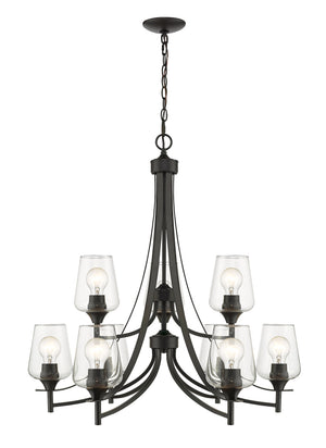 Joliet 9 Light Chandelier in Matte Black Finish