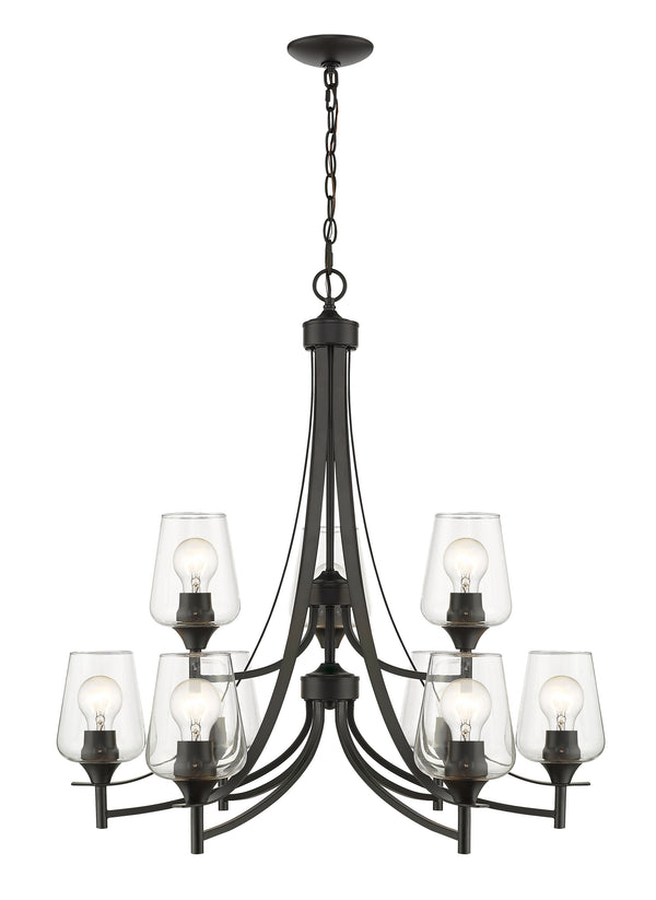 Joliet 9 Light Chandelier in Matte Black Finish