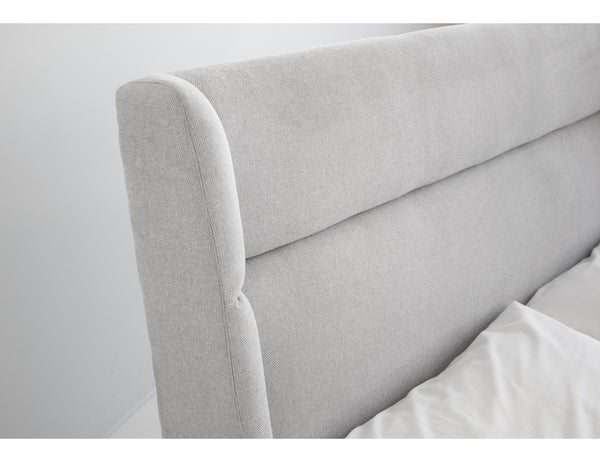 Cove Storage Queen Bed in heather grey chenille fabric