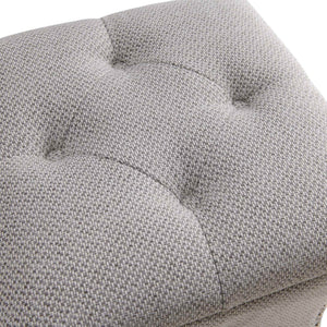 Amelia Fabric Nailhead Tufted Storage Ottoman In Cardiff Gray