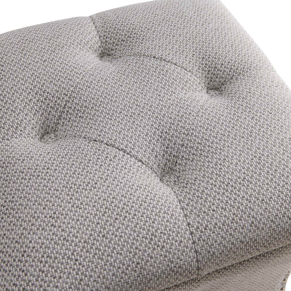 Amelia Fabric Nailhead Tufted Storage Ottoman In Cardiff Gray
