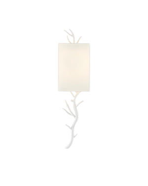 Baneberry Wall Sconce, Left In Gesso White