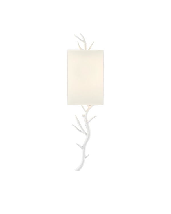 Baneberry Wall Sconce, Left In Gesso White