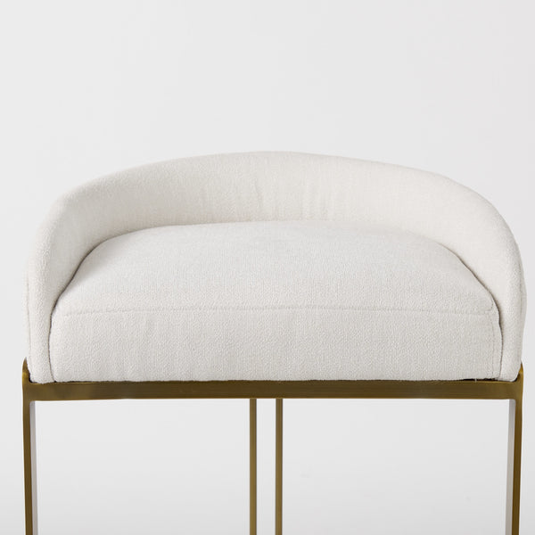Hollyfield 20.5 x 19.7 x 32.7 Cream Fabric Seat W/ Gold Metal Base Bar Stool