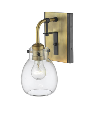 Kraken 1 Light Wall Sconce in Matte Black + Olde Brass Finish