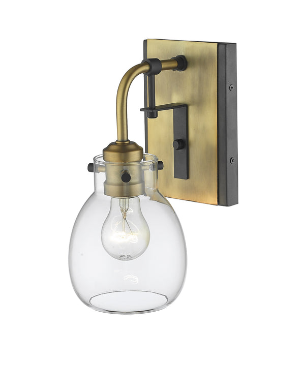 Kraken 1 Light Wall Sconce in Matte Black + Olde Brass Finish