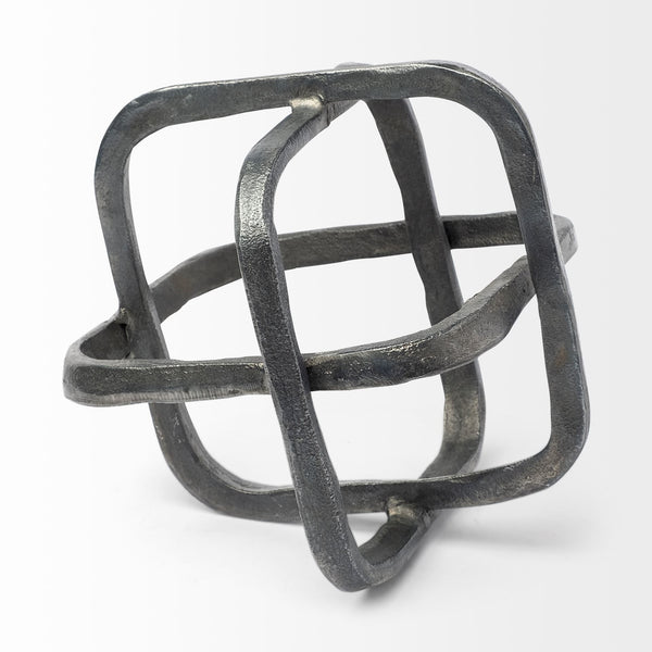 Willem II 9L x 9W Silver Metal Open Cube Decor Object