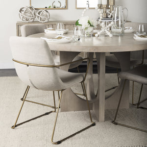 Sawyer II Beige Fabric Wrap Gold Metal Frame Dining Chair