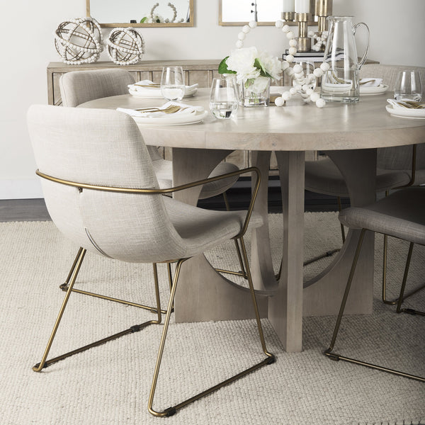 Sawyer II Beige Fabric Wrap Gold Metal Frame Dining Chair