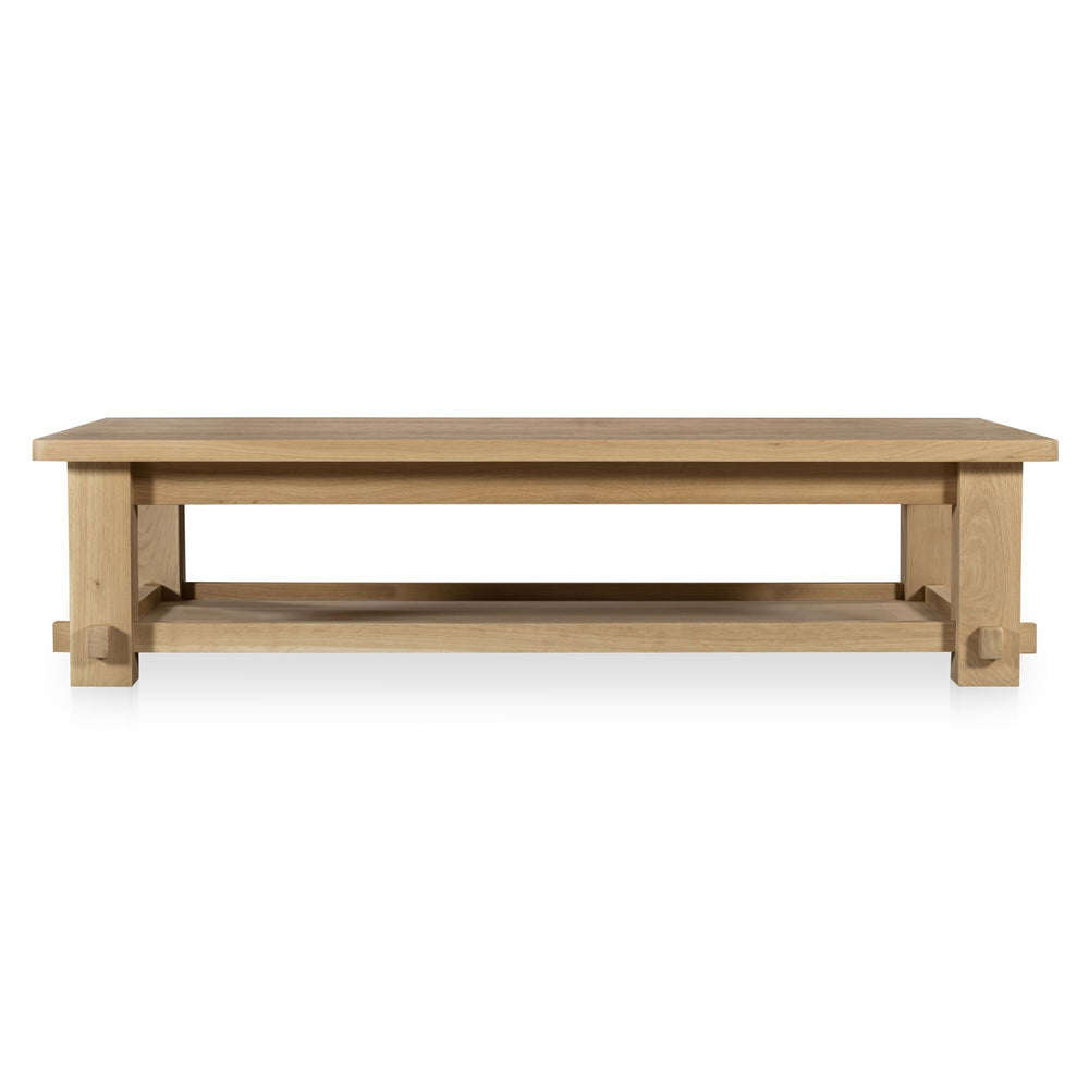 Moe's Morey Natural Oak Coffee Table with Tray Shelf