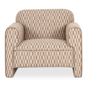 Leo Accent Chair in Taupe with Geometric Pattern