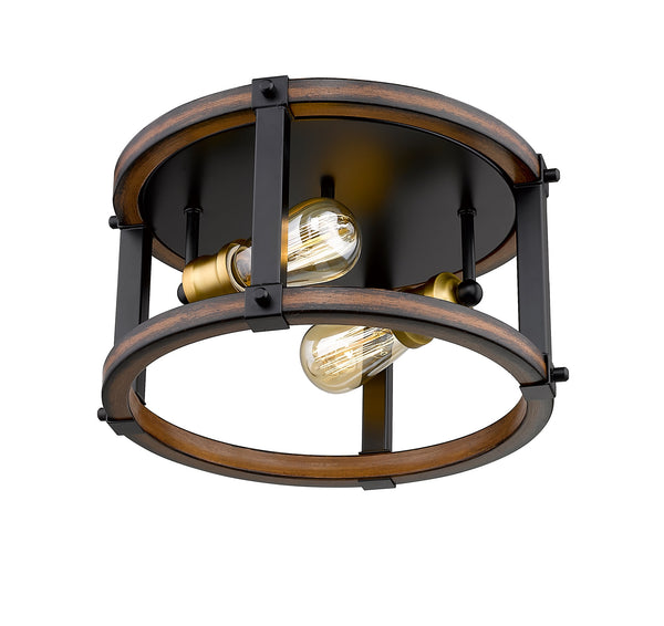 Kirkland 2 Light Flush Mount in Rustic Mahogany Finish