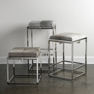 Shelby Hide Stool, Grey