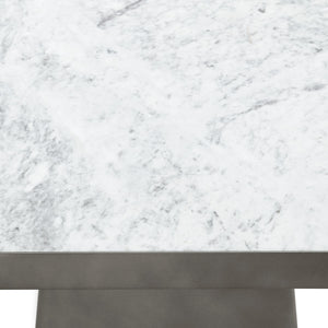 Far Marble/Metal Square Coffee Table - White/Slate Gray