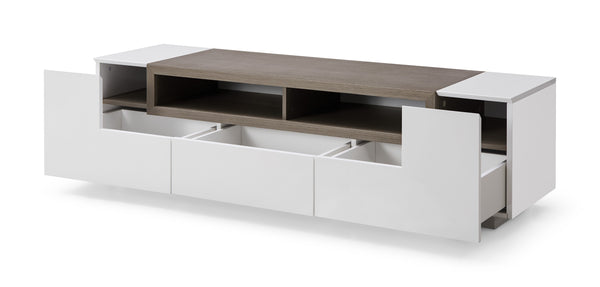 W TV002 White Gloss/Grey Veneer