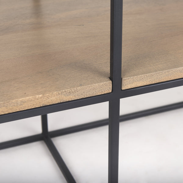 Morris 63.0L x 15.0W x 31.0H Beige Wood w/ Black Metal Frame 2 Drawer Console Table